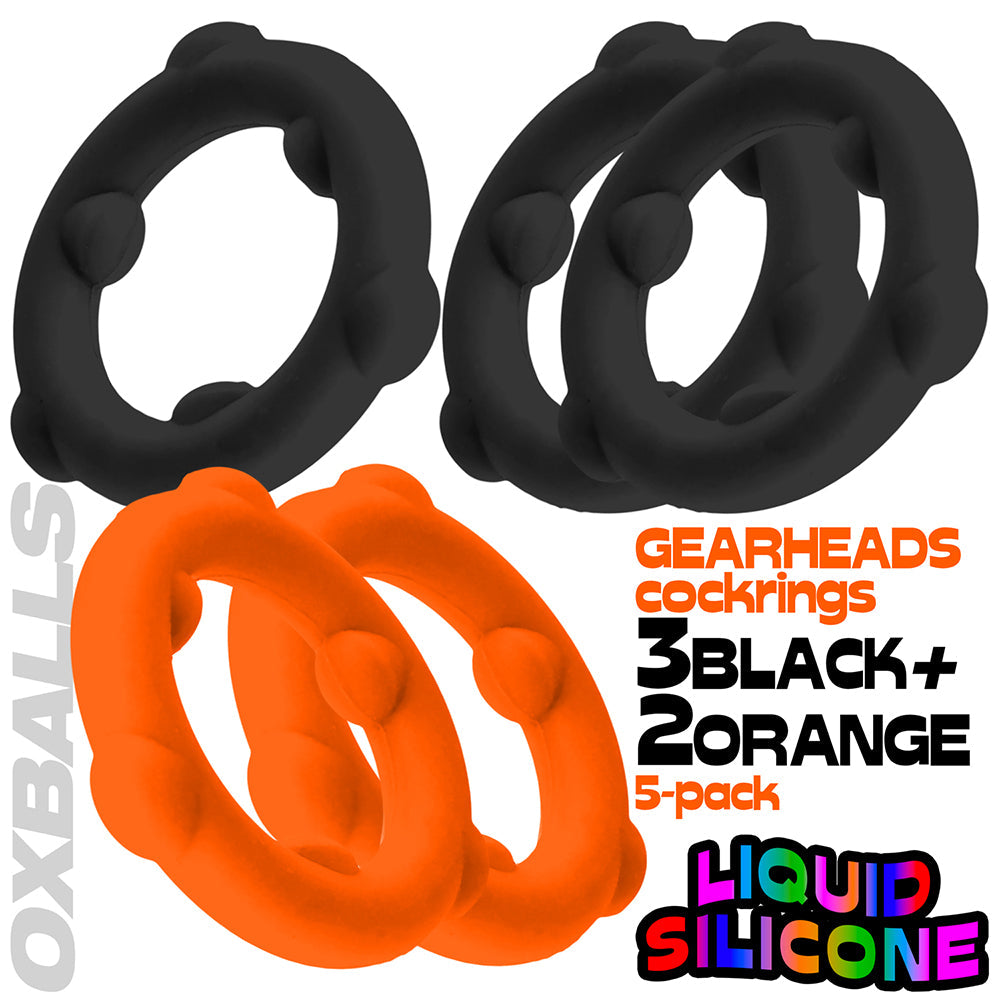 OXBALLS GEARHEADS 5-PACK SPINNER RINGS ORANGE/BLACK