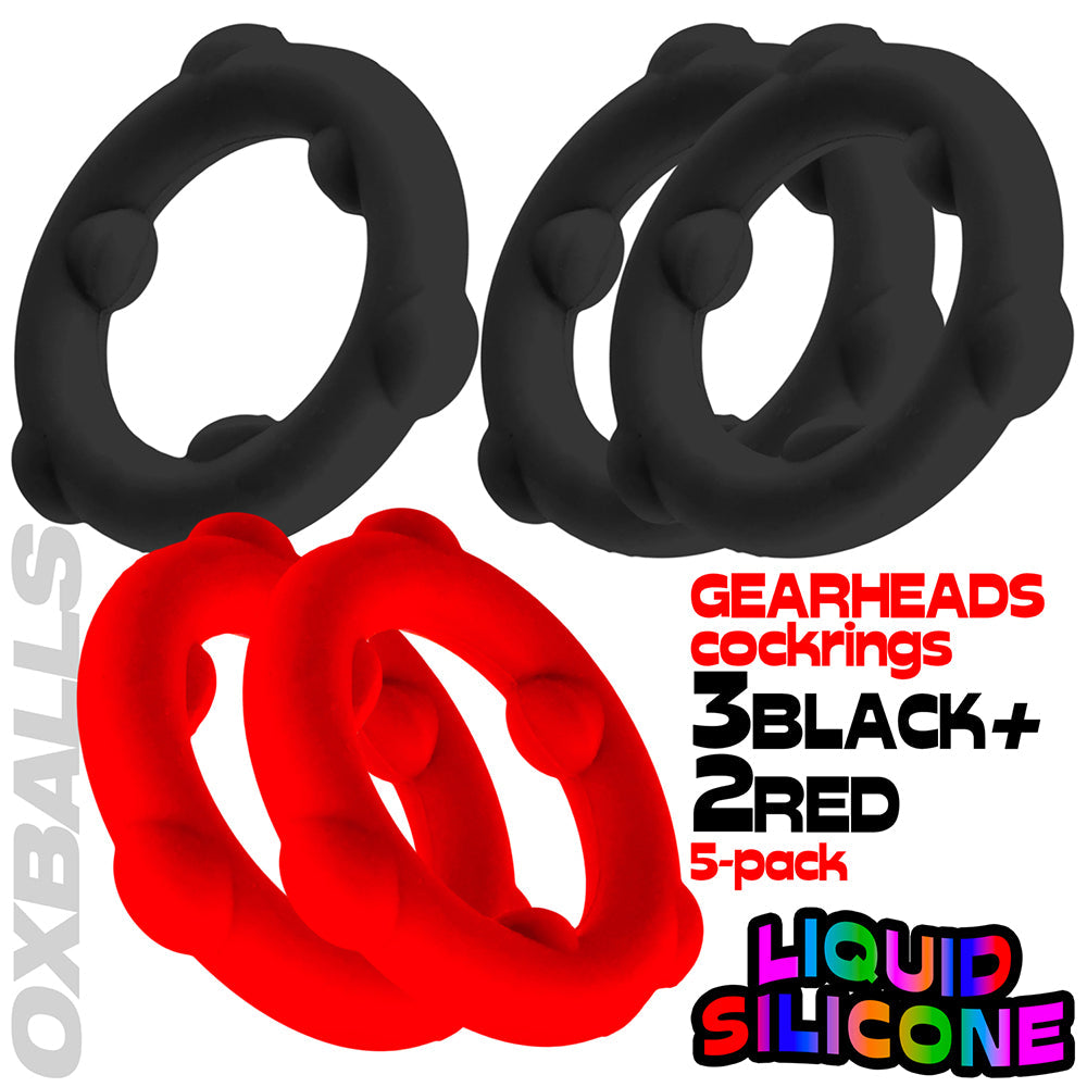 OXBALLS GEARHEADS 5-PACK SPINNER RINGS RED/BLACK