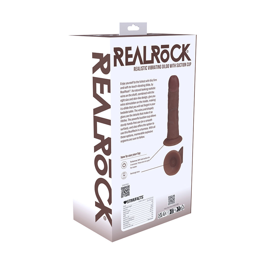 REALROCK 6 IN. VIBRATING COCK CURVED BROWN
