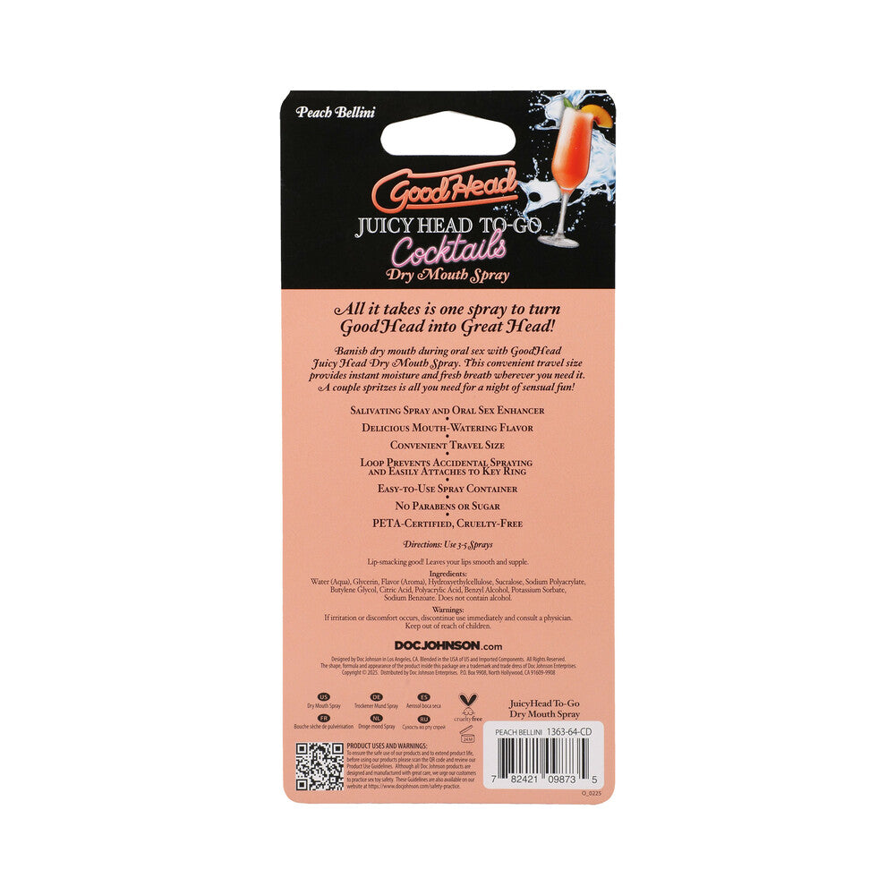 DOC JOHNSON - GOODHEAD JUICY HEAD COCKTAILS DRY MOUTH SPRAY TO-GO PEACH BELLINI