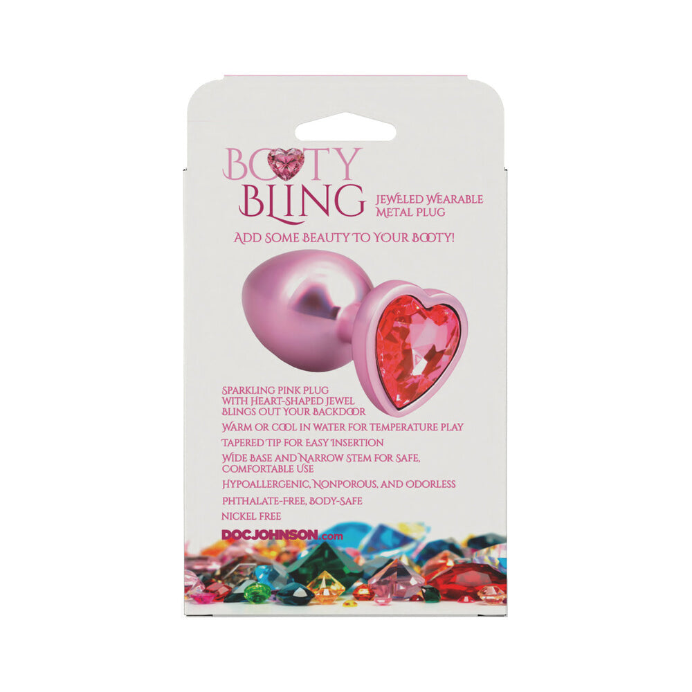 BOOTY BLING HEART DIAMOND JEWELED METAL PLUG PINK LARGE