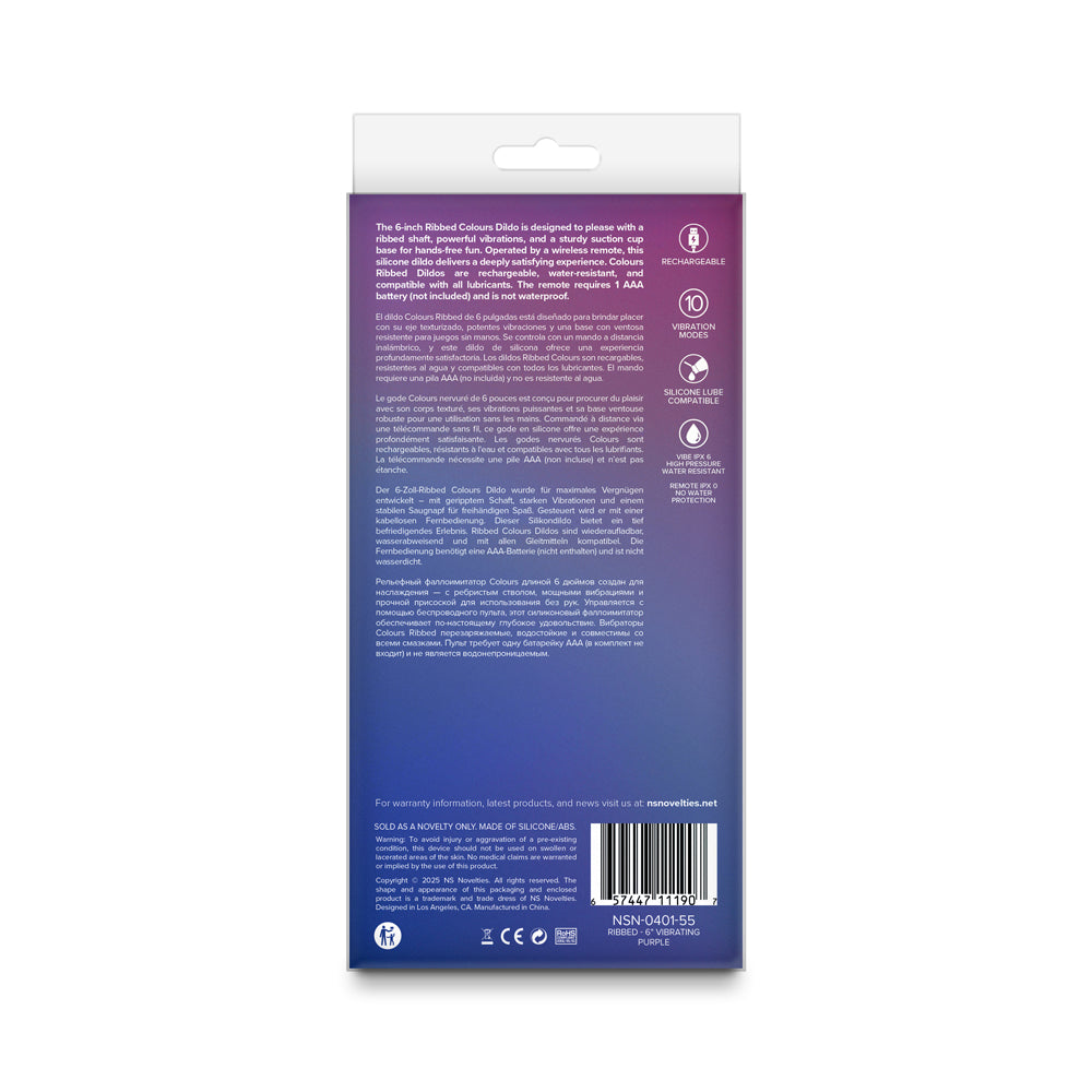 NS NOVELTIES - COLOURS RIBBED VIBRATING 6IN