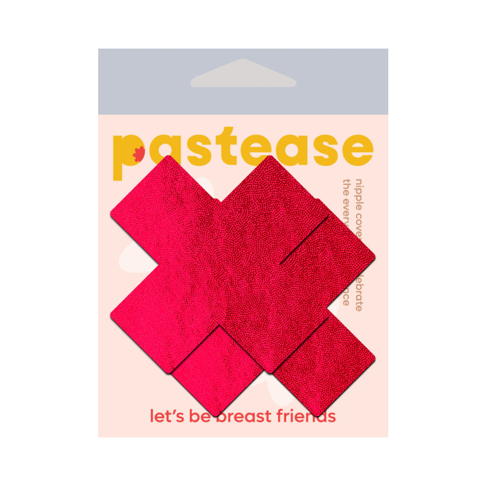 PASTEASE PLUS X: LIQUID RED CROSS NIPPLE PASTIES