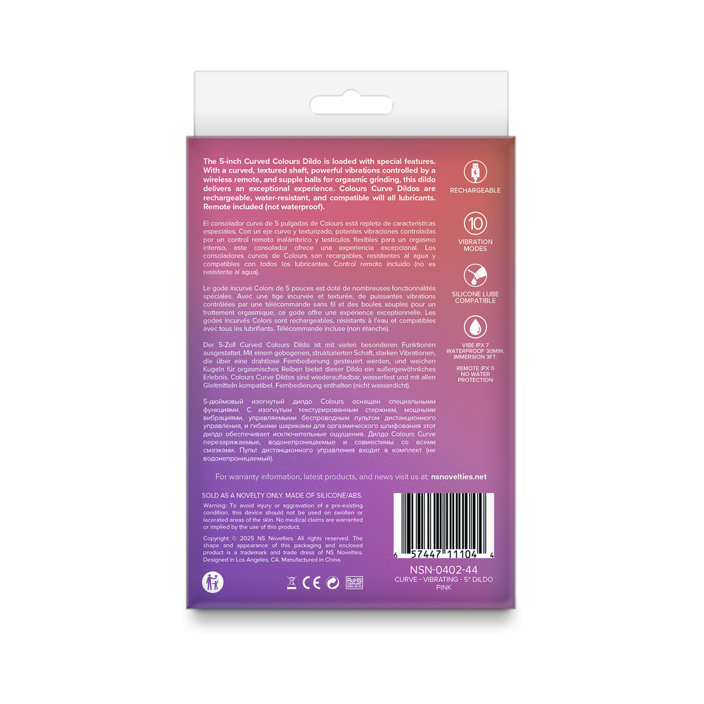 COLOURS CURVE VIBRATING 5 IN. DILDO PINK