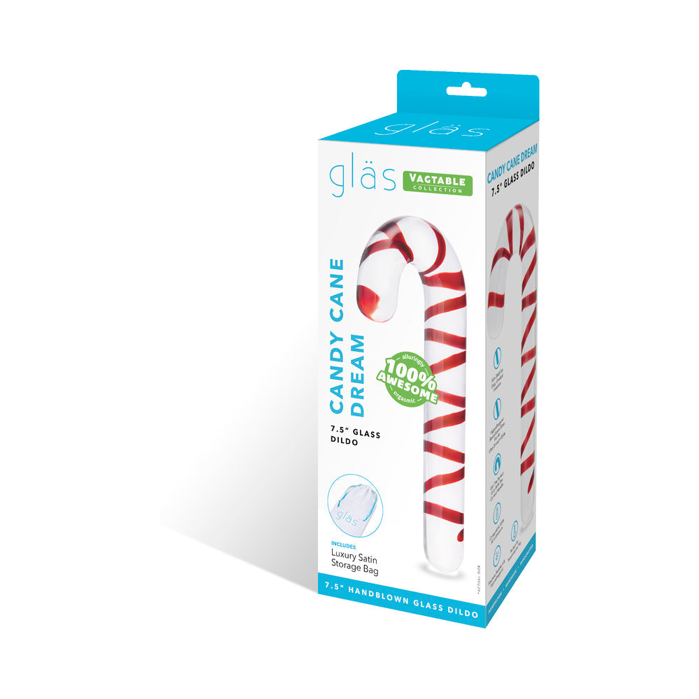 GLAS CANDY CANE DREAM 7.5 IN. GLASS DILDO