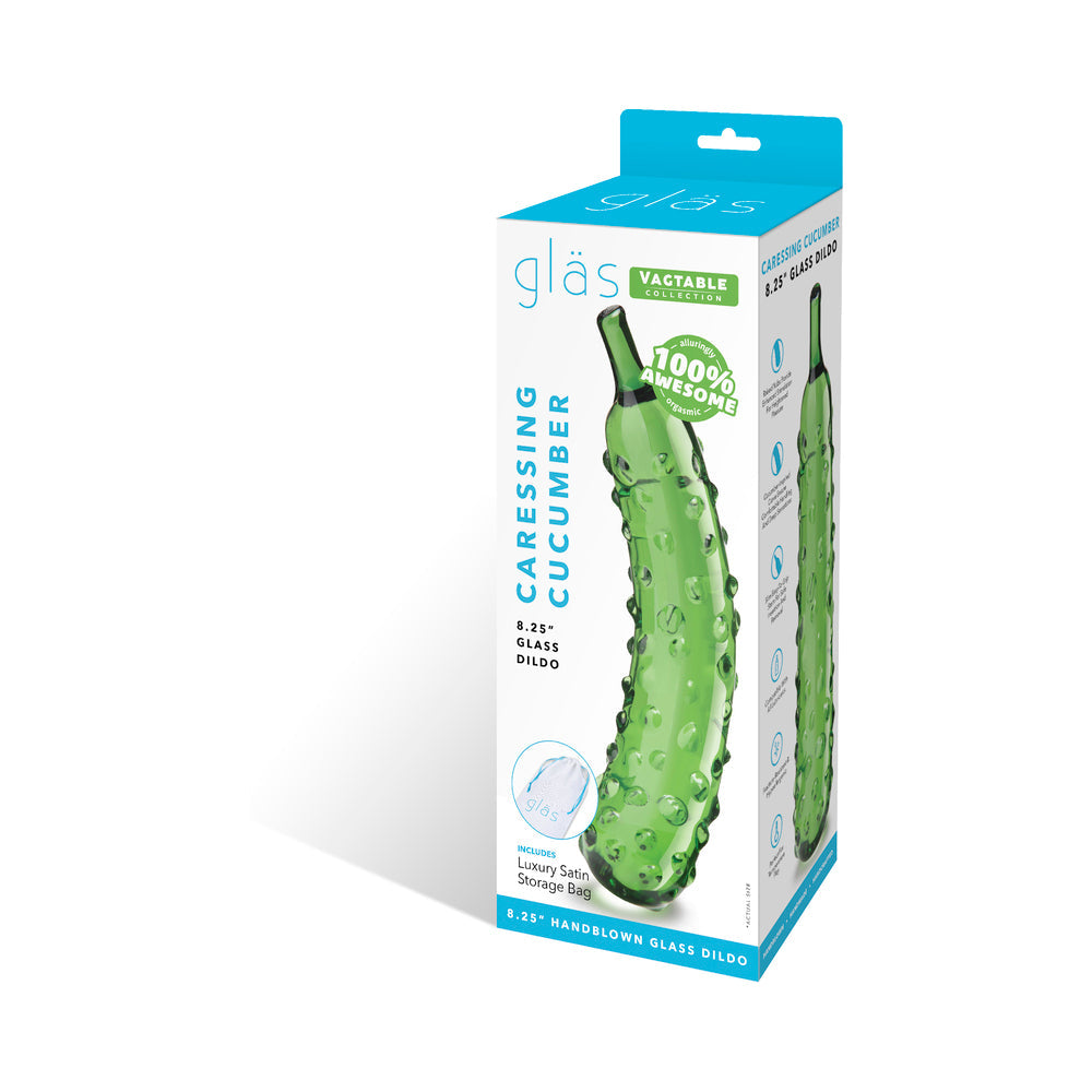 GLAS CARESSING CUCUMBER 8.25 IN. GLASS DILDO
