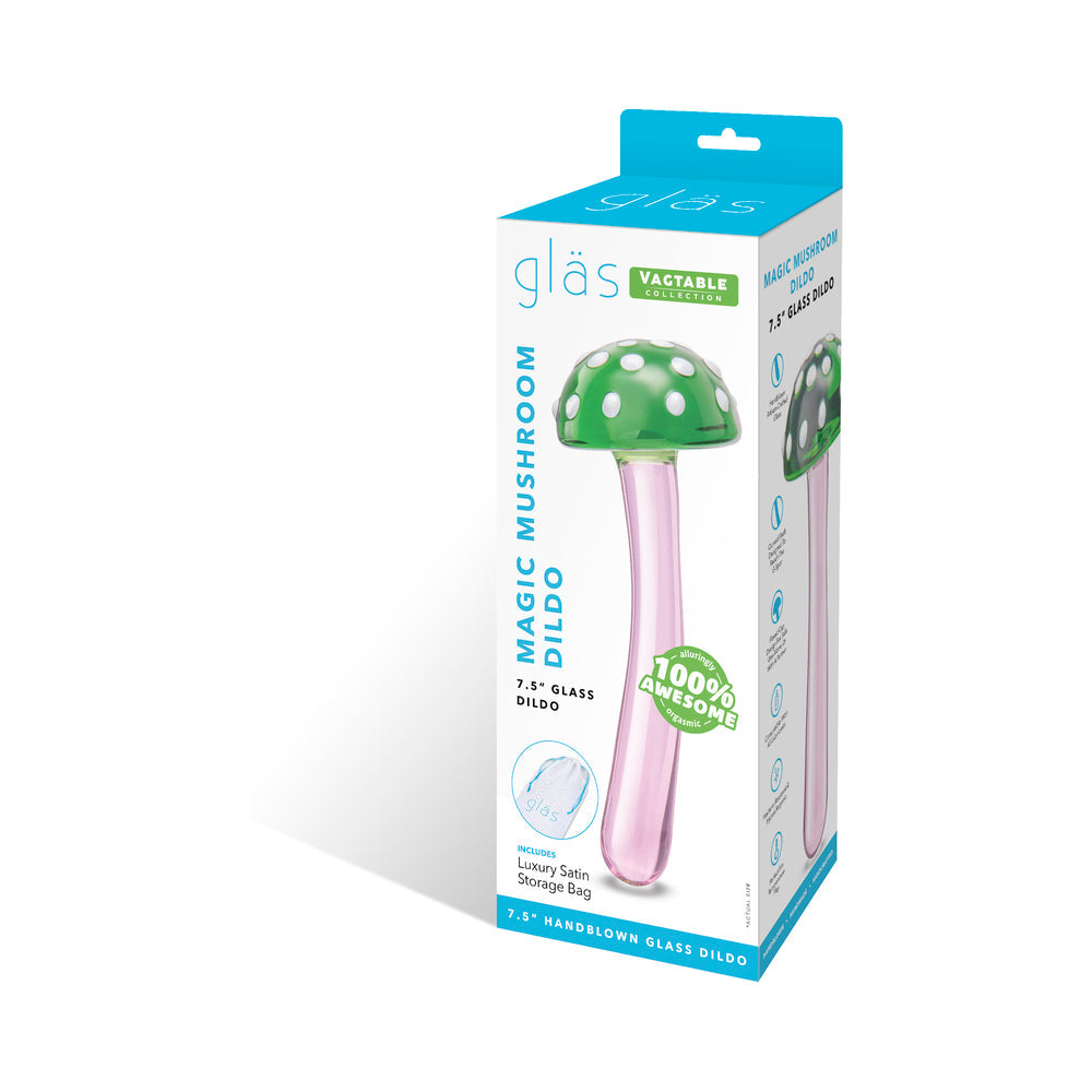 GLAS MAGIC MUSHROOM DILDO 7.5 IN. GLASS DILDO