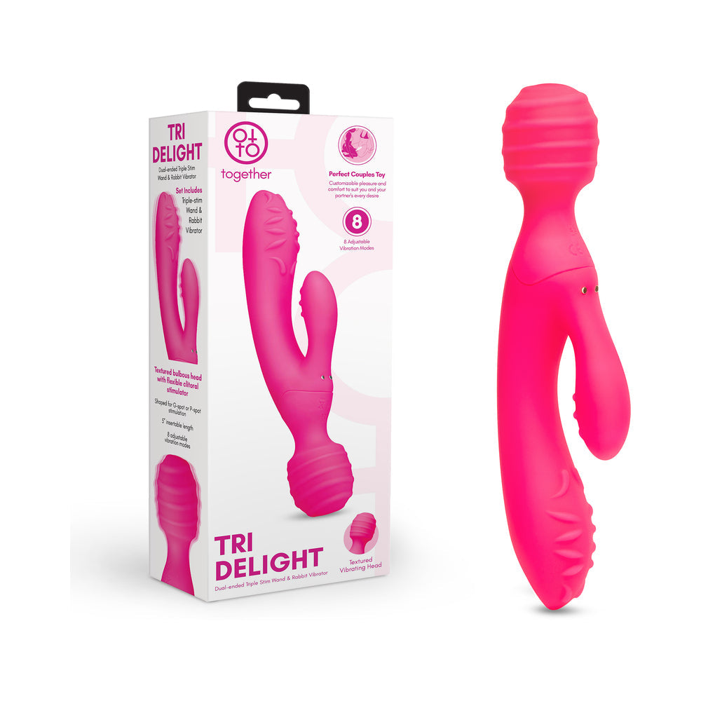 TOGETHER TOY - JUGUETE VIBRADOR DUAL TRIPLE PLACER PARA CLÍTORIS Y VAGINA DE DOBLE EXTREMO TOGETHER TRI DELIGHT