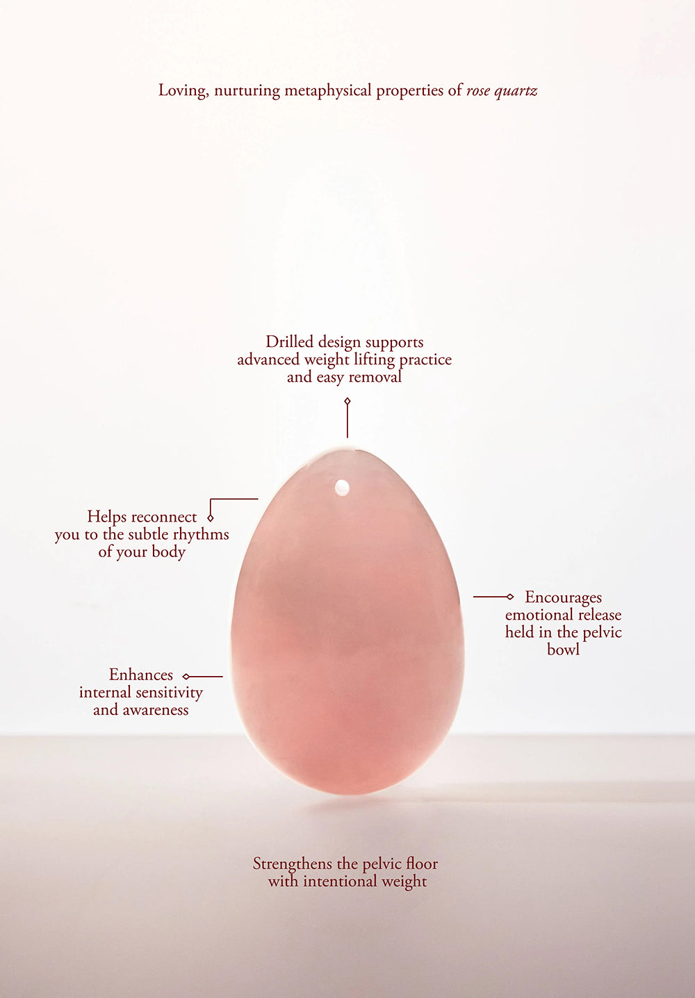 CHAKRUBS - HEART YONI EGG ROSE QUARTZ (DRILLED)