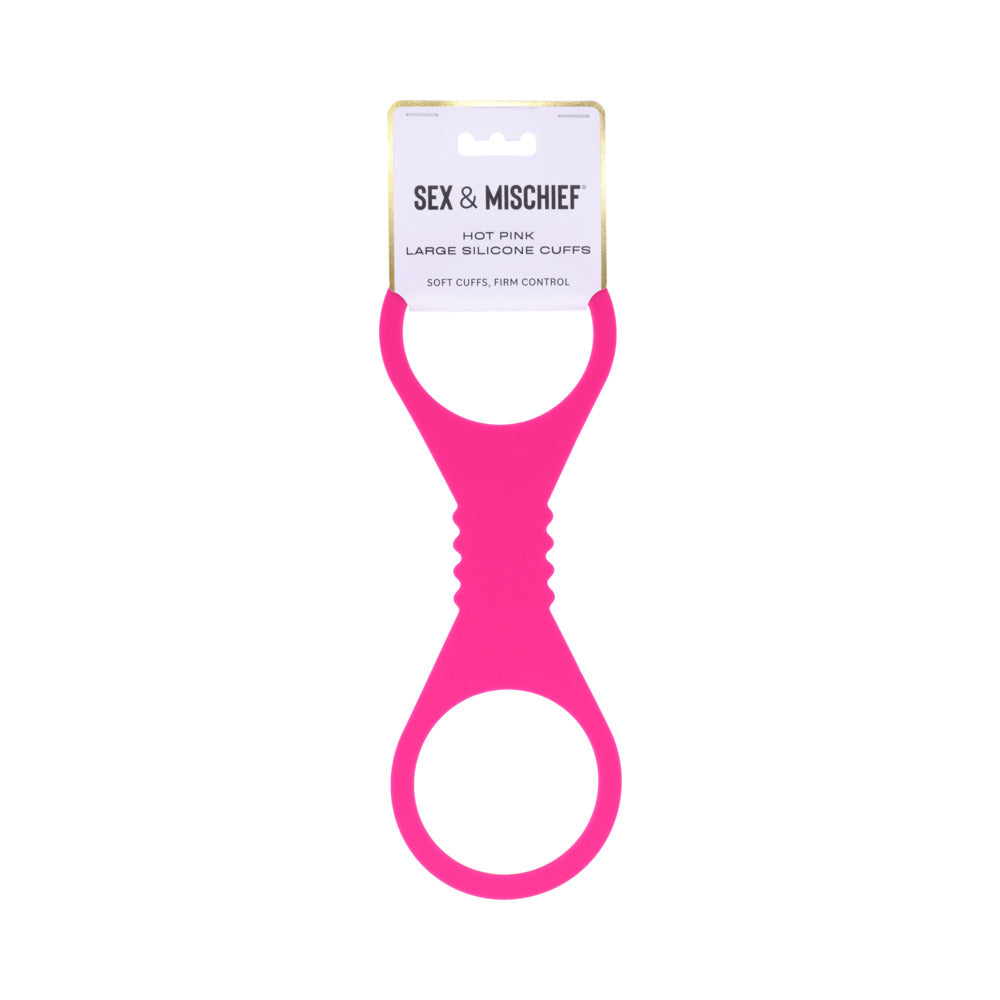 SPORTSHEETS - SEX & MISCHIEF LARGE HOT PINK SILICONE CUFFS