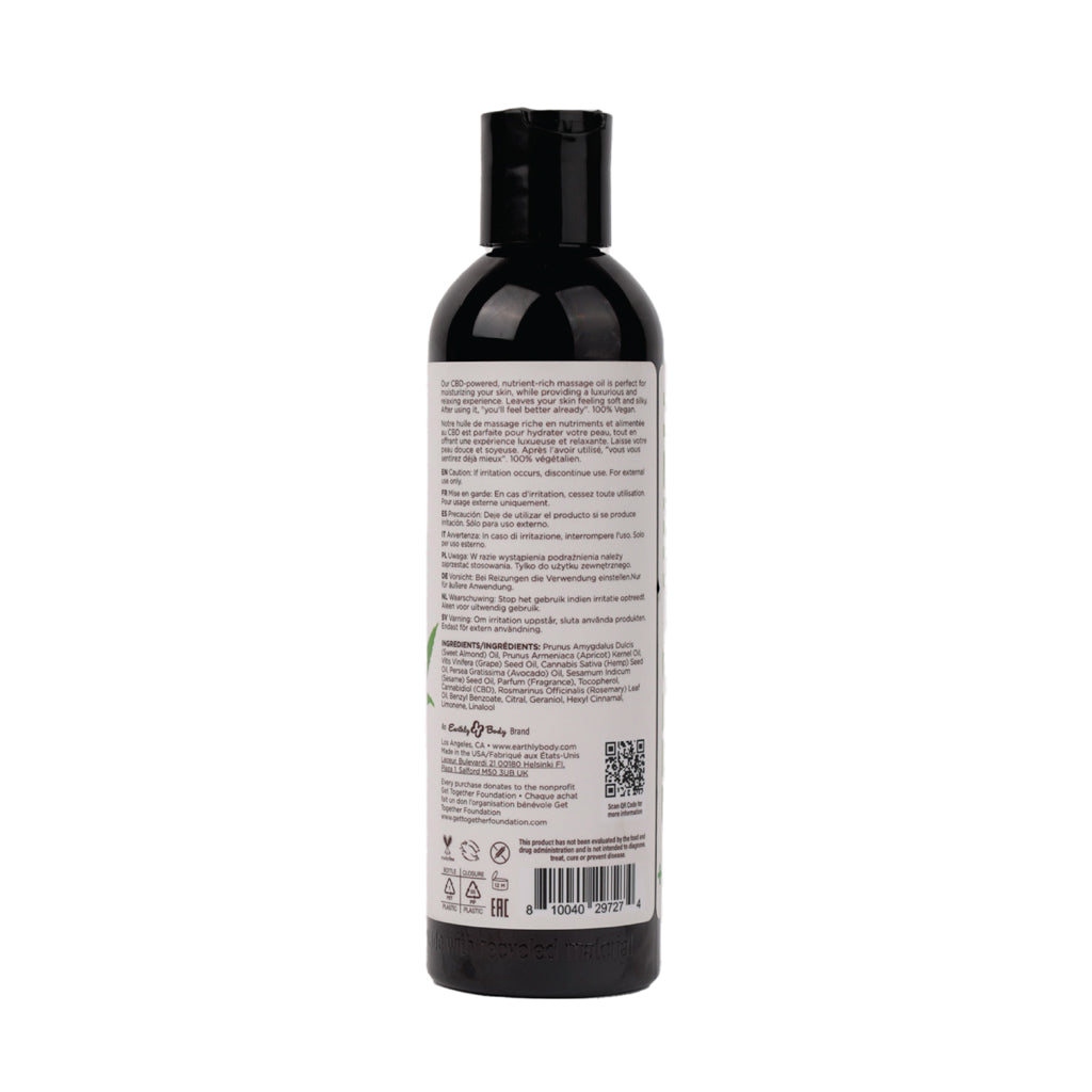 EARTHLY BODY - HEMP SEED CBD RELAXING MASSAGE AND BODY OIL NAKED IN THE WOODS 8 OZ.