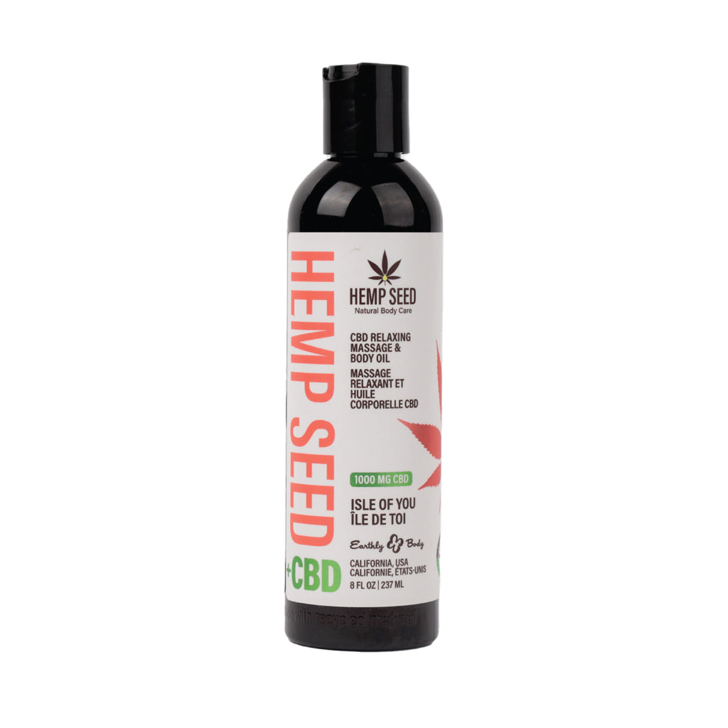 EARTHLY BODY HEMP SEED CBD RELAXING MASSAGE AND BODY OIL ISLE OF YOU 8 OZ.