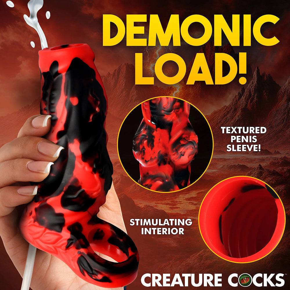 XR BRANDS - CREATURE COCKS HELL HOUND SQUIRTING SILICONE PENIS ENHANCER RED