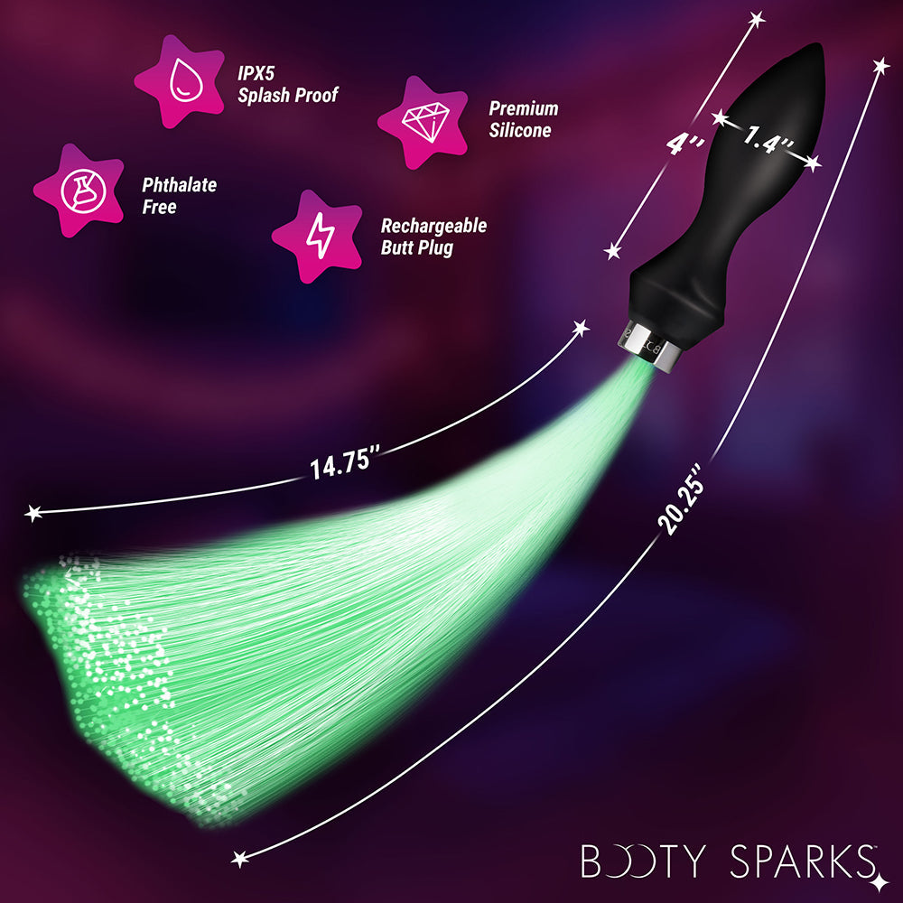 XR BRANDS - BOOTY SPARKS VIBRATING SILICONE OPTICAL FIBER BUTT PLUG