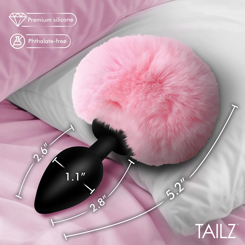 XR BRANDS - TAILZ FLUFFY BUNNY TAIL SILICONE PLUG PINK