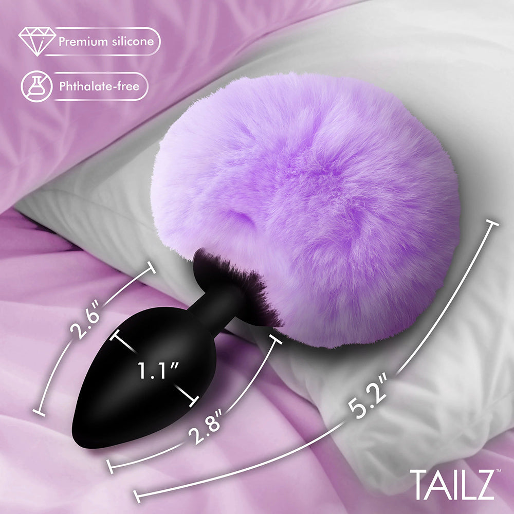 XR BRANDS - TAILZ FLUFFY BUNNY TAIL SILICONE PLUG PURPLE