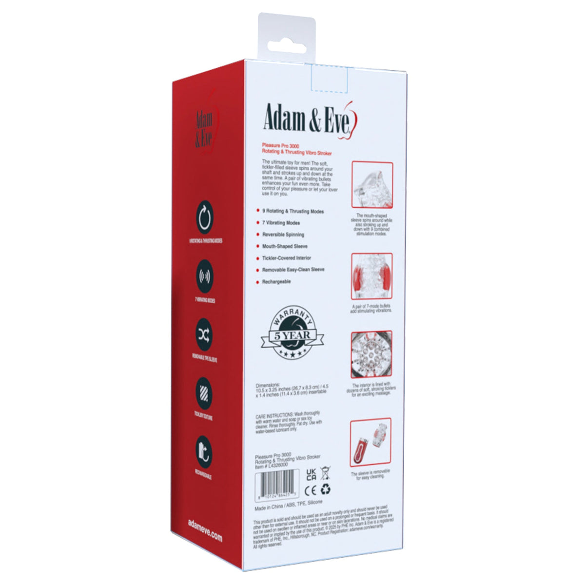 ADAM & EVE - PLEASURE PRO 3000 ROTATING & THRUSTING VIBRO STROKER