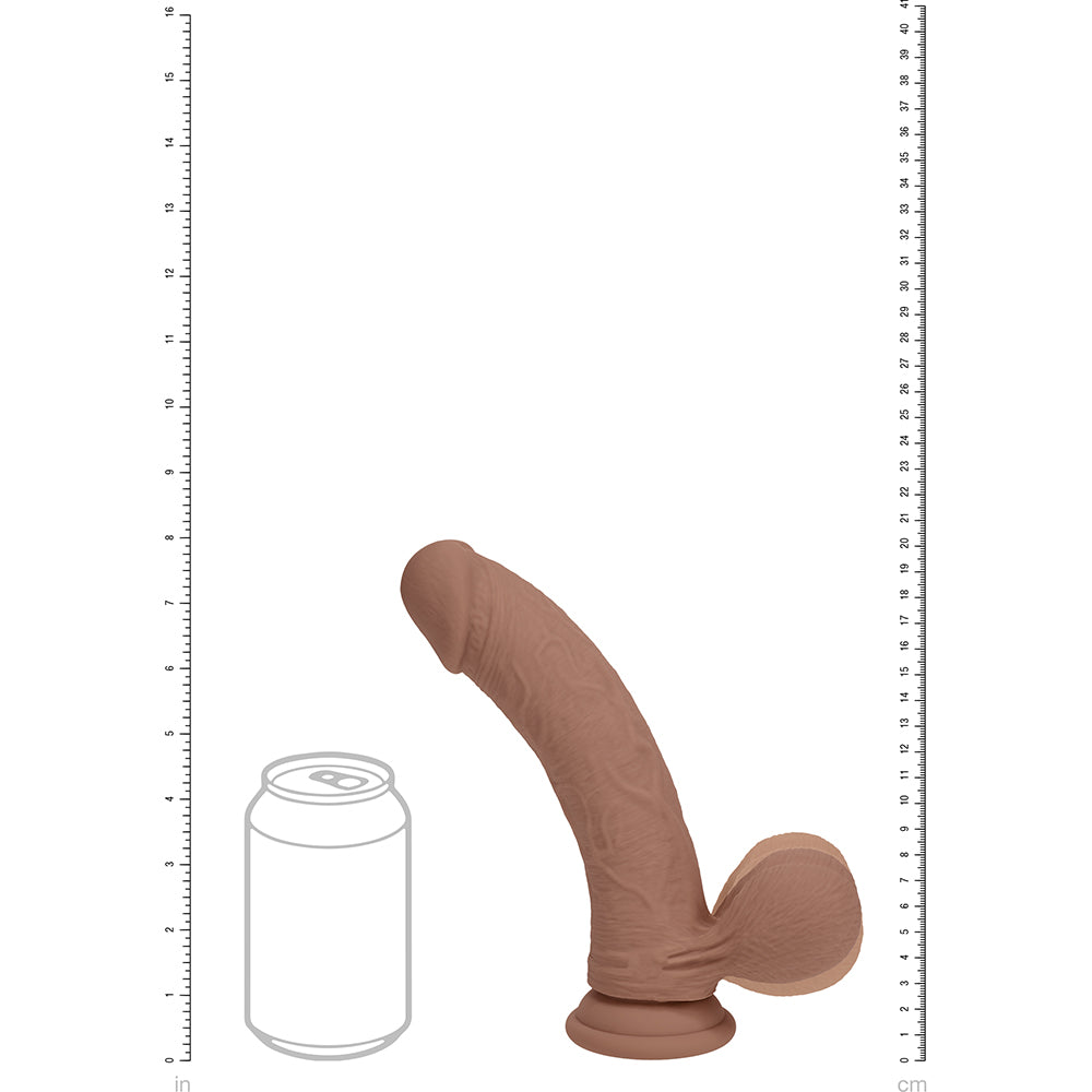 SHOTS - DILDO REALISTA DE SILICONA REALROCK DE DOBLE DENSIDAD CON VIBRACIÓN Y BOLAS CON PESO 8 PULG.