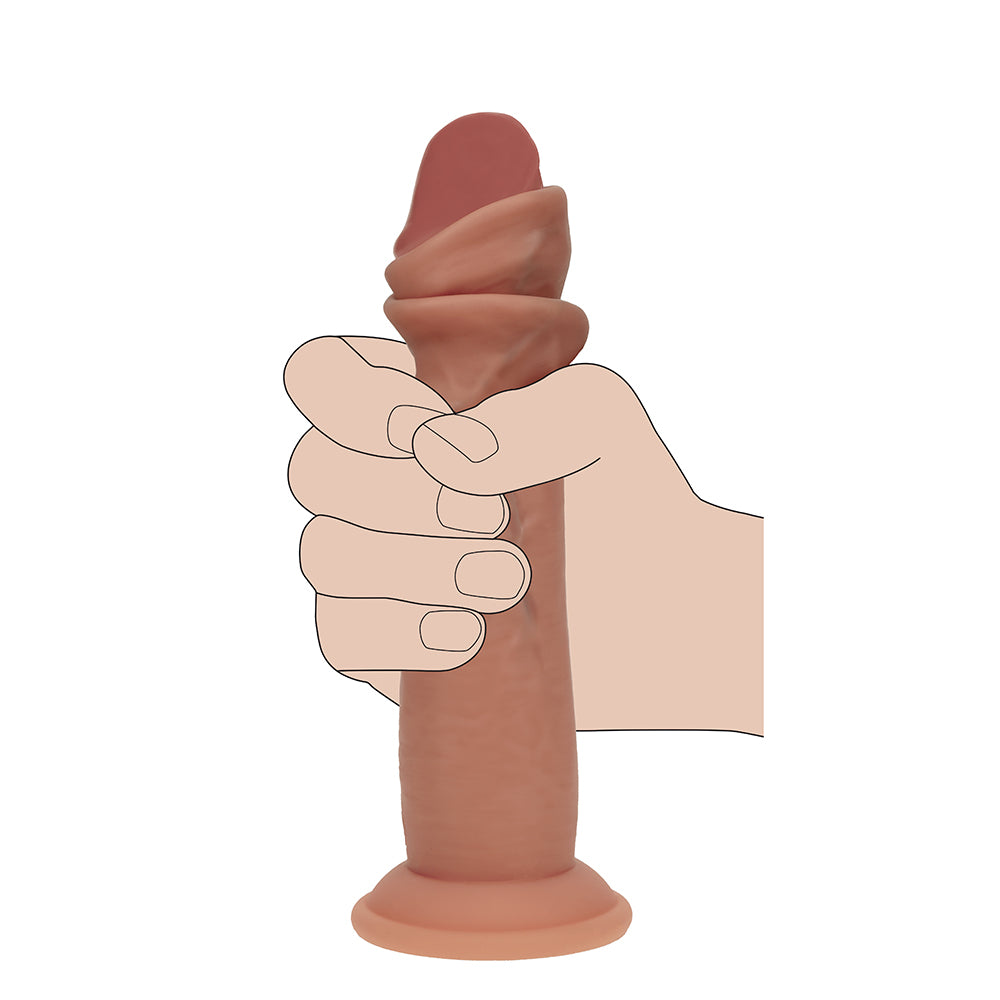 DILDO DE SILICONA DE DOBLE DENSIDAD SHOTS - REALROCK SLIDING SKIN 7 PULG.