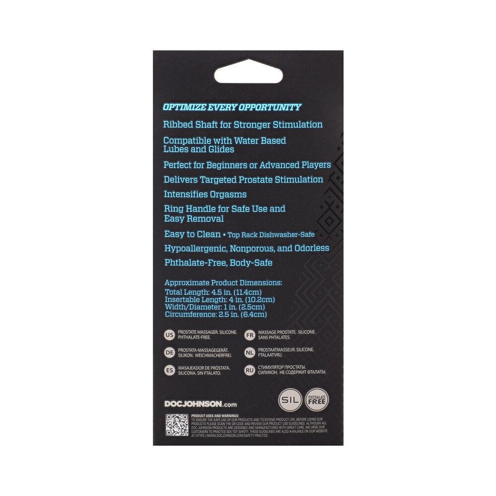DOC JOHNSON - OPTIMALE RIBBED SILICONE P-MASSAGER BLACK
