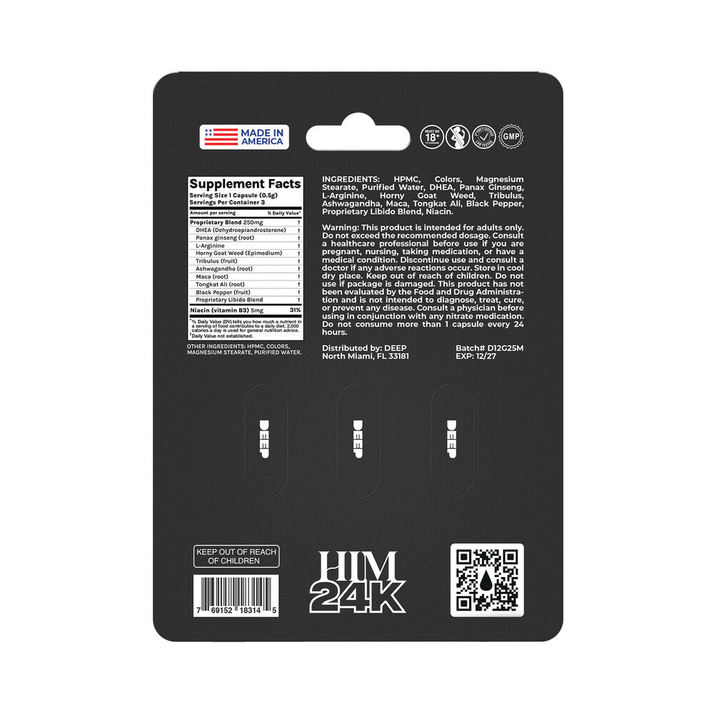 DOC JOHNSON - DEEP HIM 24K CAPSULES 3/CARD 1.5G