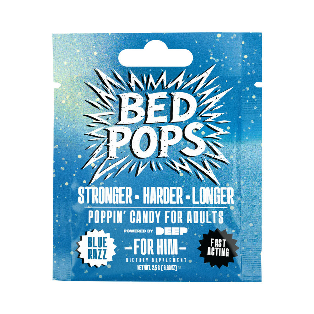 DOC JOHNSON - BED POPS FOR HIM 2.5G SACHET BLUE RAZZ 24-PACK DISPLAY
