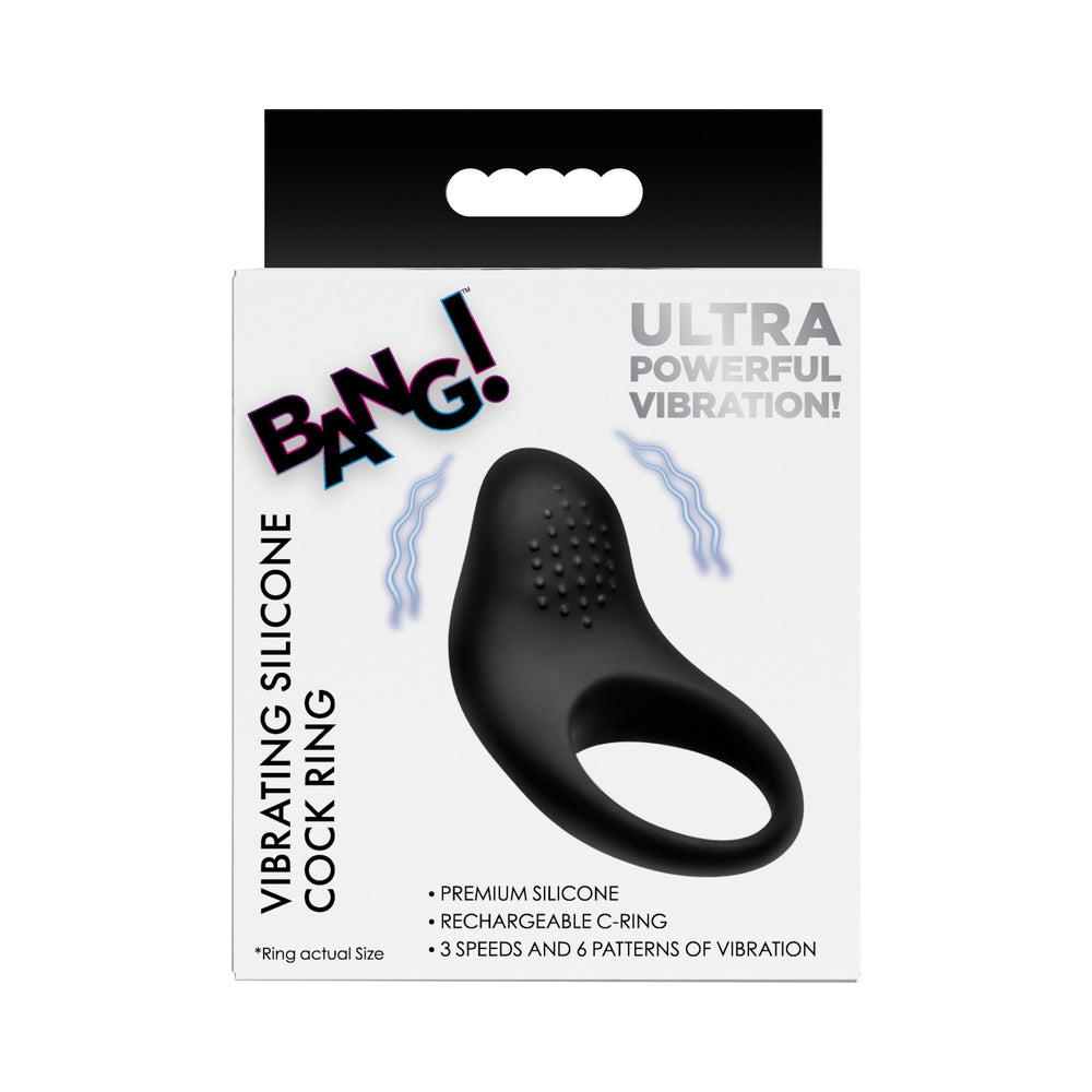 XR BRANDS - BANG! VIBRATING SILICONE COCK RING BLACK
