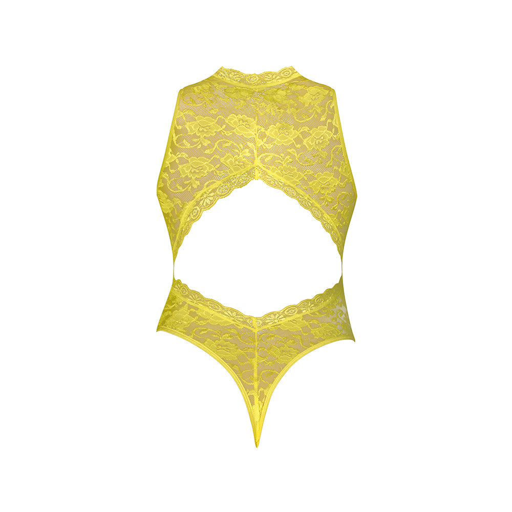 MAGIC SILK - DAFFODIL DREAMS TEDDY WITH SNAP CROTCH YELLOW QUEEN SIZE