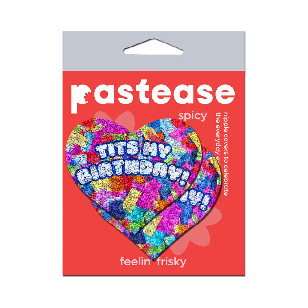 PASTEASE - TITS MY BIRTHDAY! HEART BREAST PASTIES WITH CONFETTI