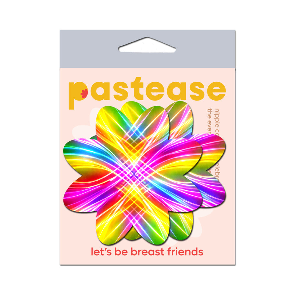 PASTEASE - ELECTRIC RAINBOW FRACTAL LASER PETAL BREAST PASTIES