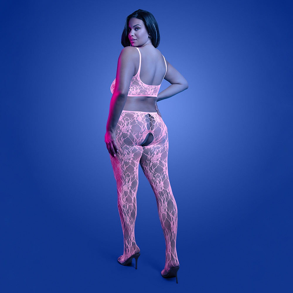 FANTASY LINGERIE - GLOW EQUILIBRIUM GLOW IN THE DARK CROTCHLESS BODYSTOCKING