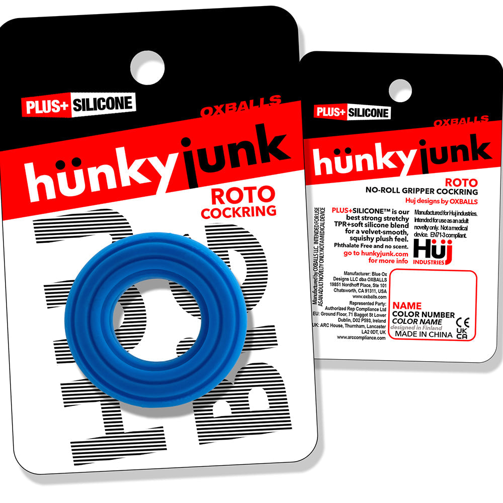 OXBALLS - HUNKYJUNK ROTO GROOVED GRIPPER-RIBBED COCKRING TEAL FIZZ