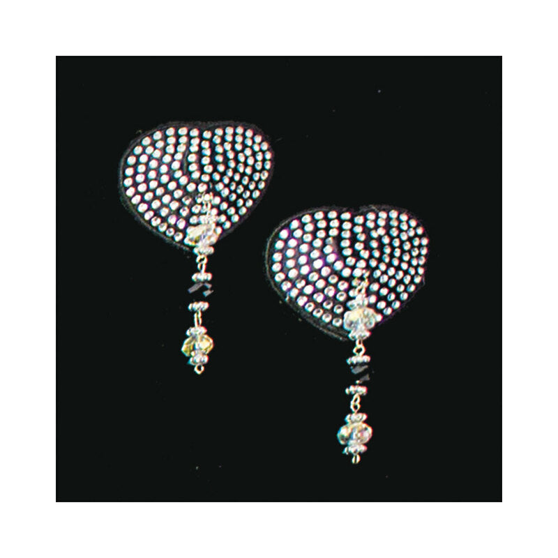 PHS INTERNATIONAL - BIJOUX DE NIP BLACK CRYSTAL HEART PASTIES WITH FACETED BEADS