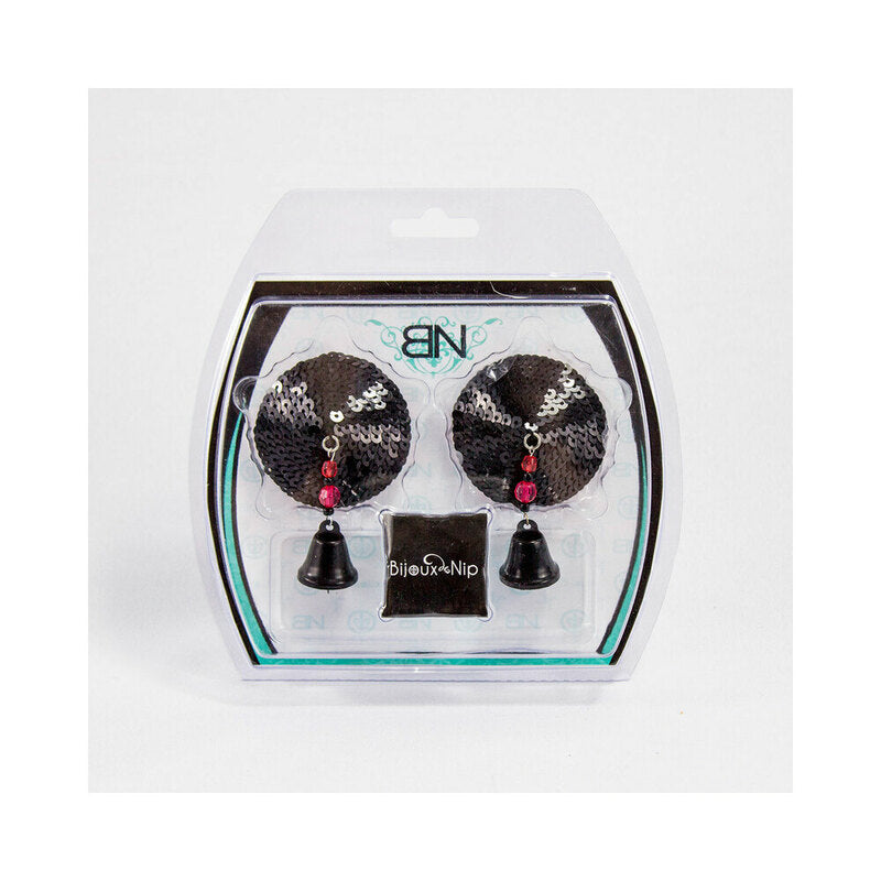 BIJOUX DE NIP BLACK SEQUIN ROUND PASTIES WITH BELLS