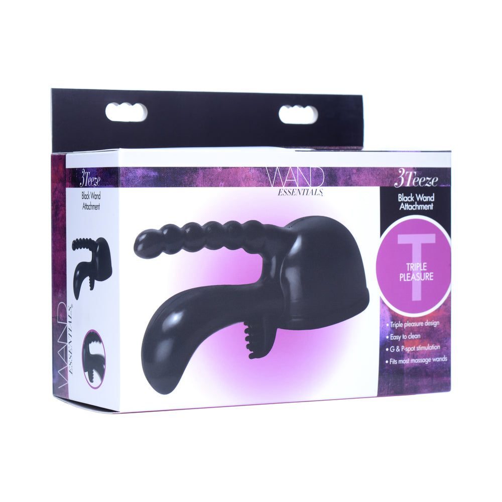 XR BRANDS - WAND ESSENTIALS 3TEEZE TRIPLE PLEASURE ATTACHMENT BLACK