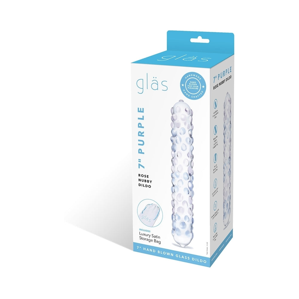 ELECTRIC EEL - GLAS PURPLE ROSE 7 IN. NUBBY DILDO