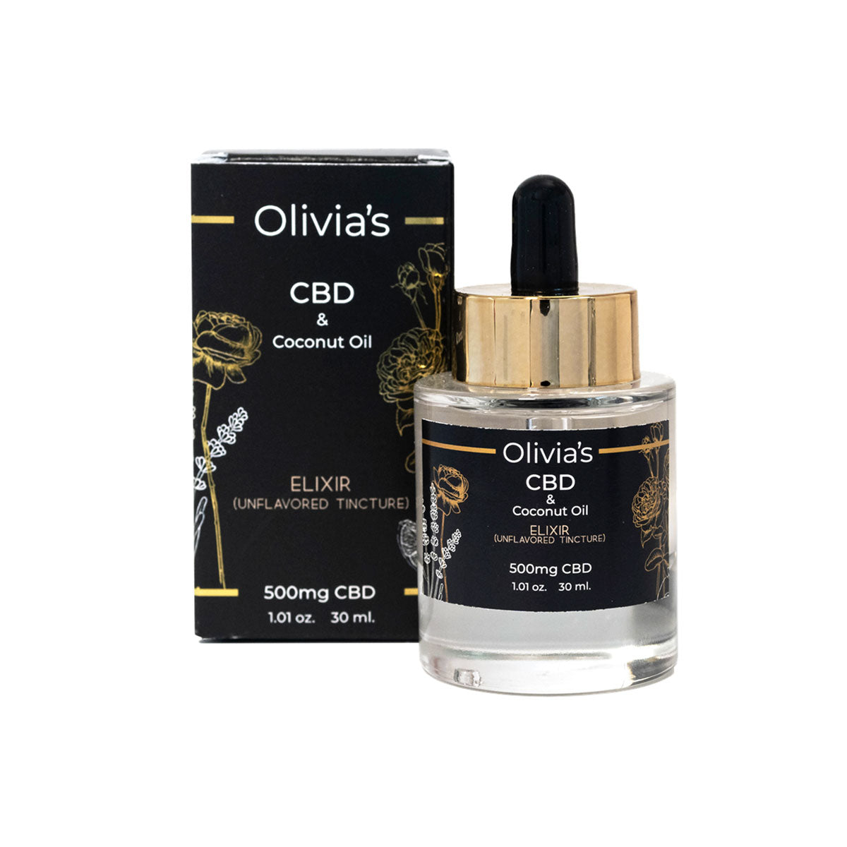 OLIVIA''S BOUDOIR 500MG CBD ELIXIR UNFLAVORED TINCTURE 1 OZ.