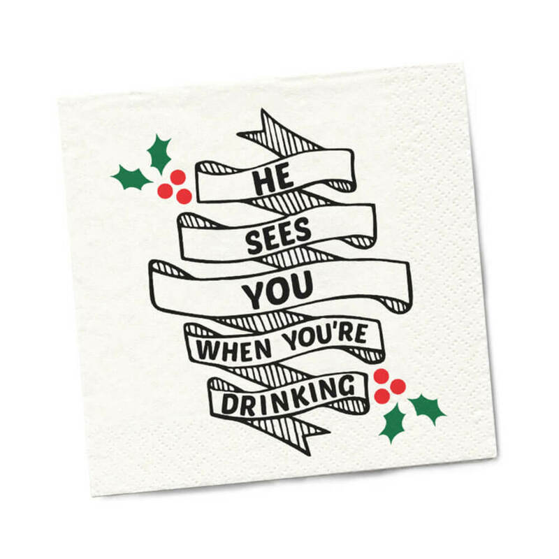 TWISTED WARES HE SEES YOU WHEN YOU''RE DRINKING NAPKINS 20-PACK