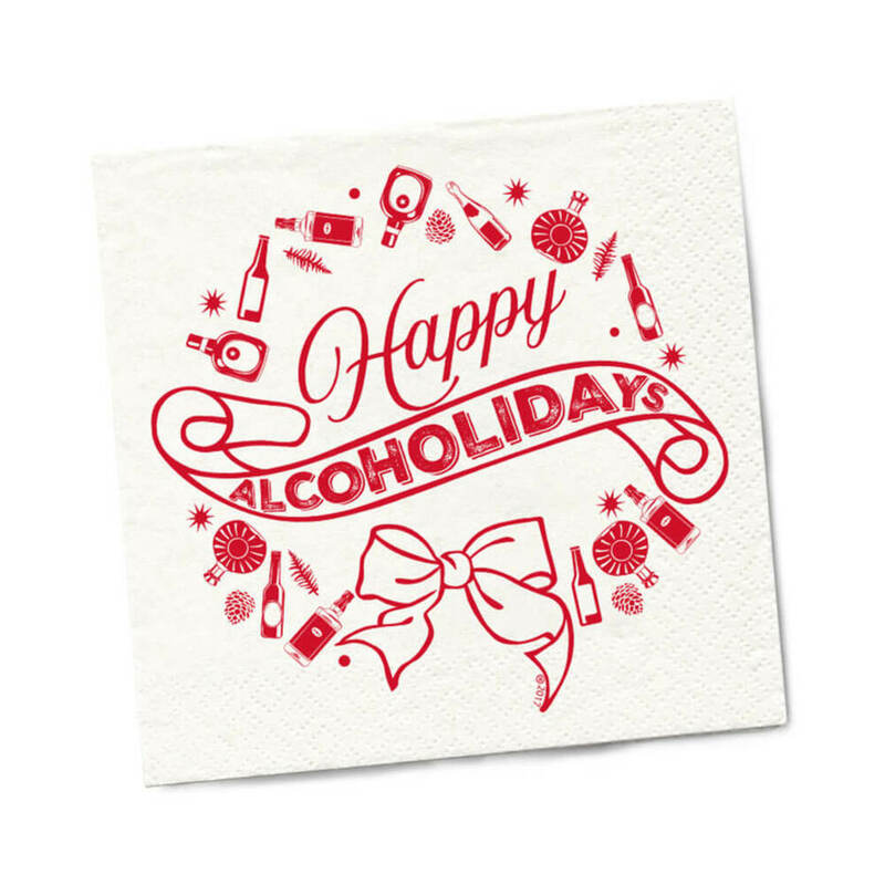 TWISTED WARES HAPPY ALCOHOLIDAYS NAPKINS 20-PACK