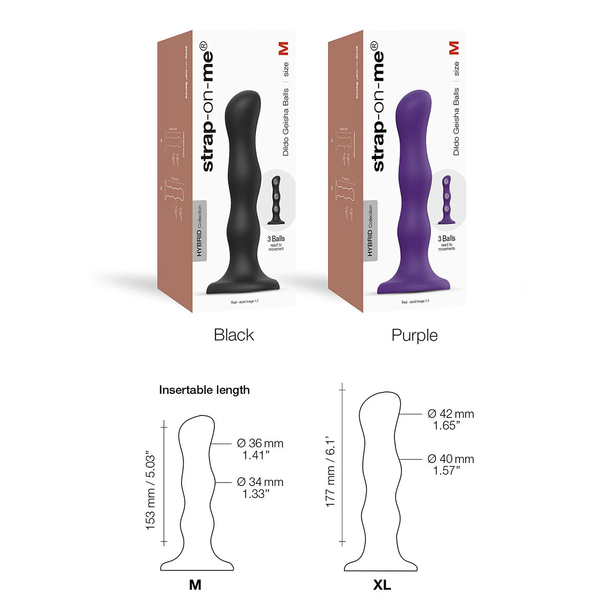 STRAP-ON-ME GEISHA BALL DILDO XL PURPLE