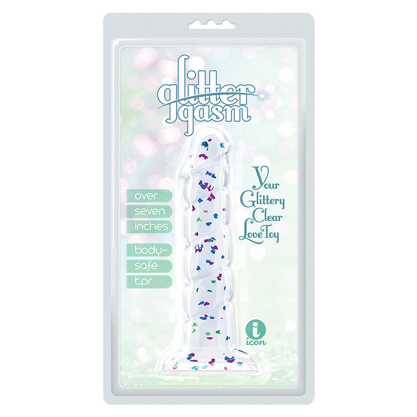 ICON BRANDS - GLITTERGASM DONG BLUE AND GREEN SWIRL 7 IN.