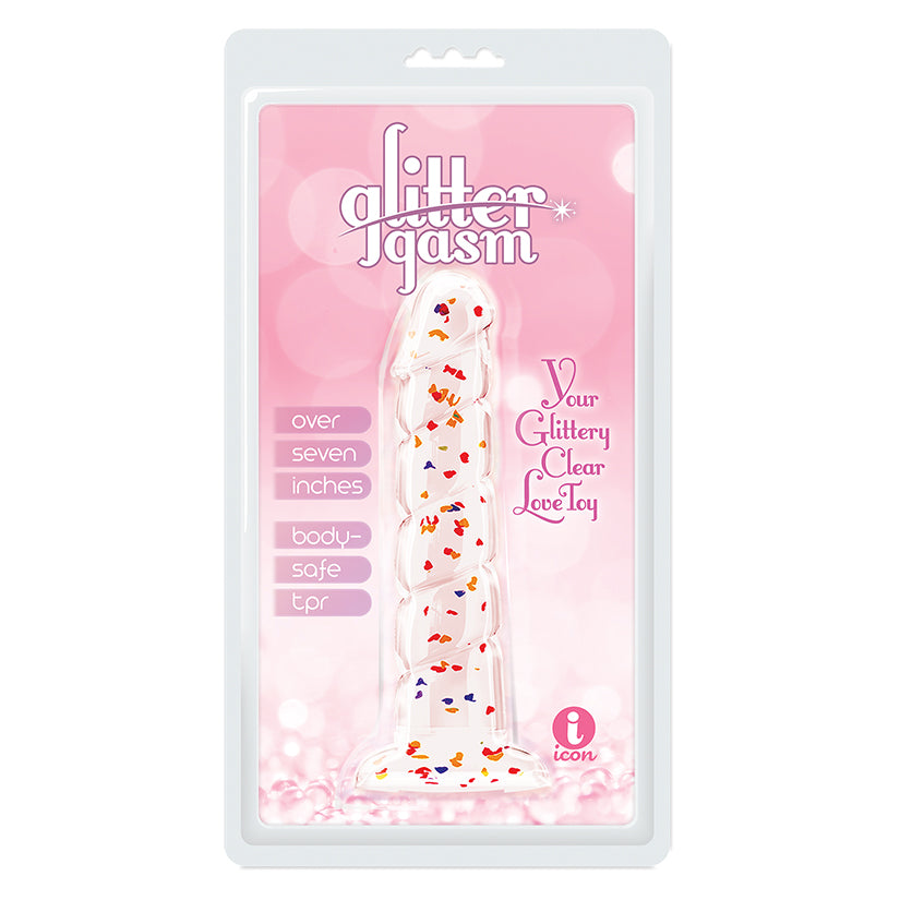 ICON BRANDS - GLITTERGASM DONG RED AND ORANGE SWIRL 7 IN.