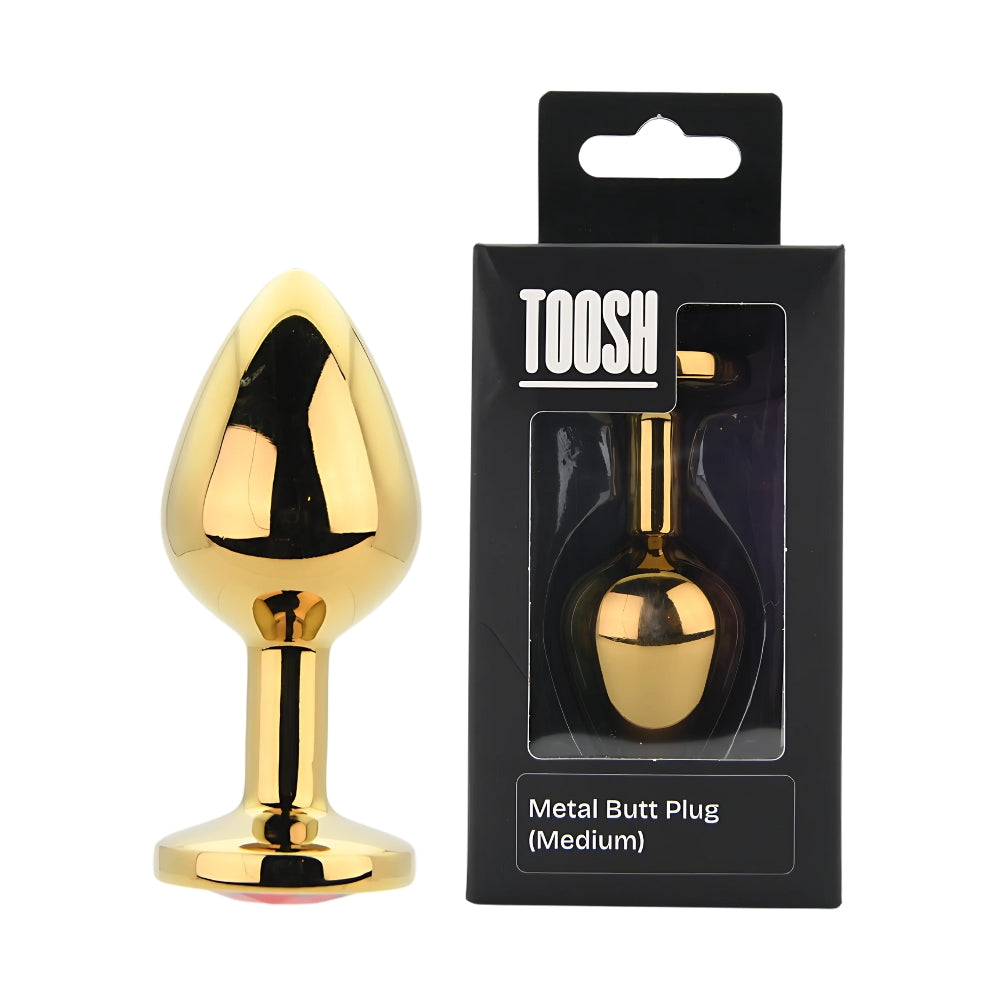 TOOSH - GOLD METAL BUTT PLUG MEDIUM RED STONE