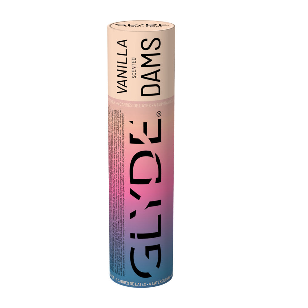 GLYDE VEGAN CONDOMS - SHEER GLYDE VEGAN DAMS VANILLA FLAVOUR 4 PACK
