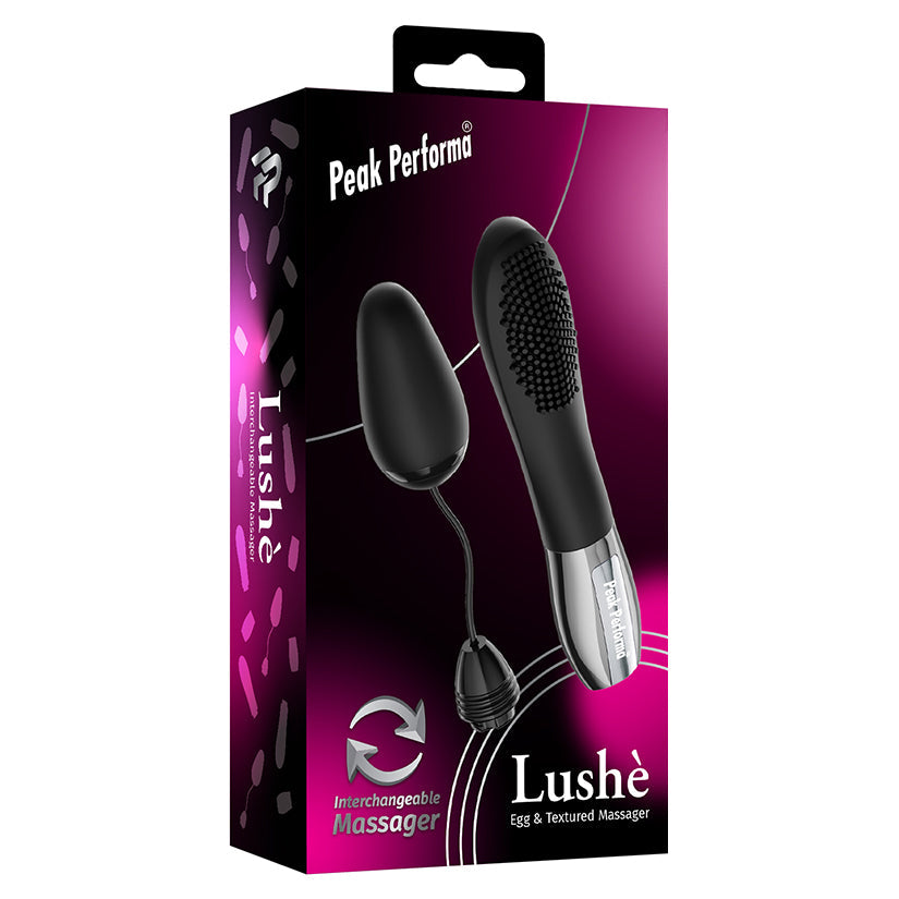 PEAK PERFORMA - LUSHE EGG & TEXTURED INTERCHANGEABLE MASSAGER BLACK