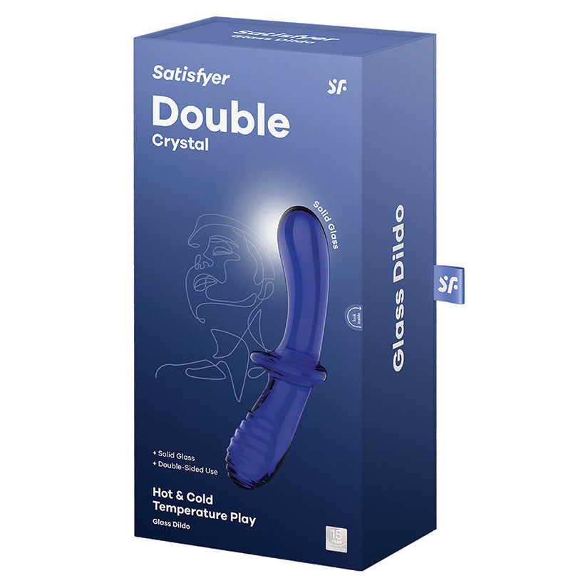 SATISFYER - DOUBLE CRYSTAL GLASS DILDO BLUE