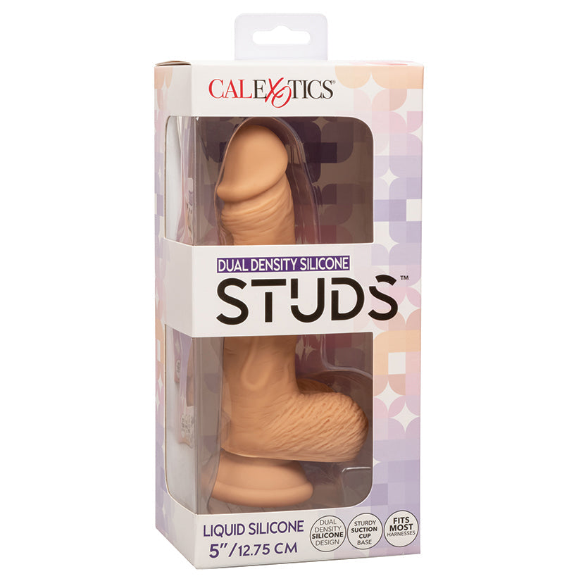 CAL EXOTICS - STUDS DUAL DENSITY SILICONE 5 IN. DILDO IVORY