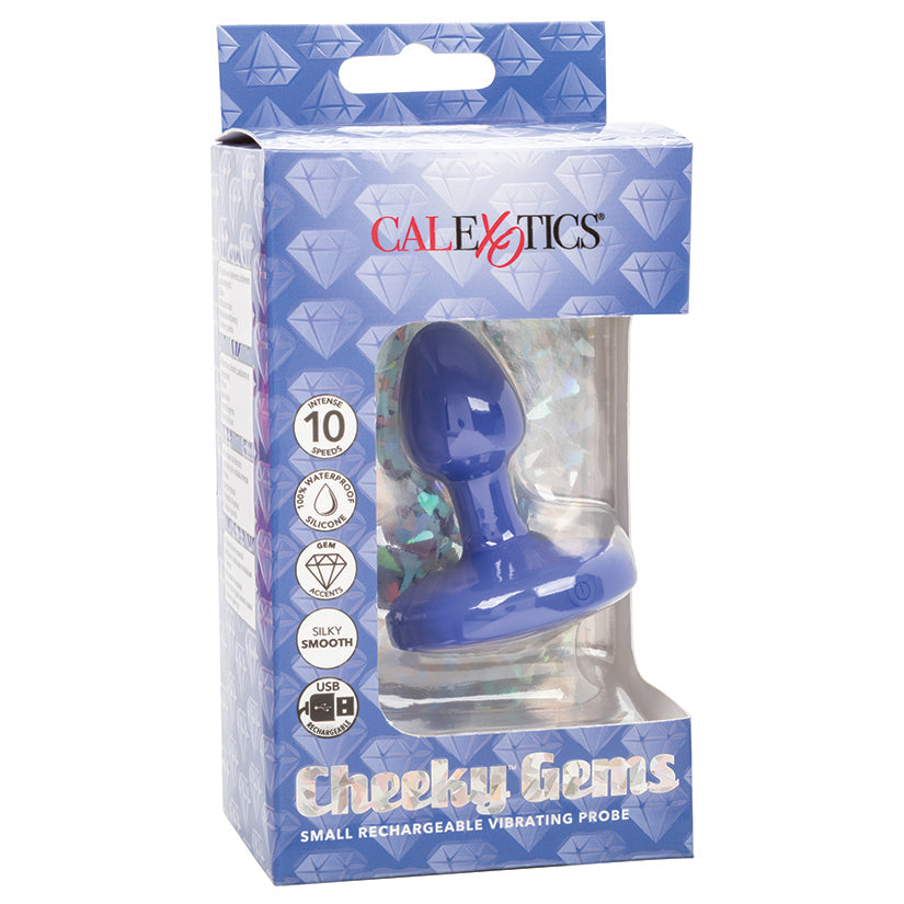 CAL EXOTICS - CHEEKY GEMS RECHARGEABLE VIBRATING PROBE BLUE SMALL