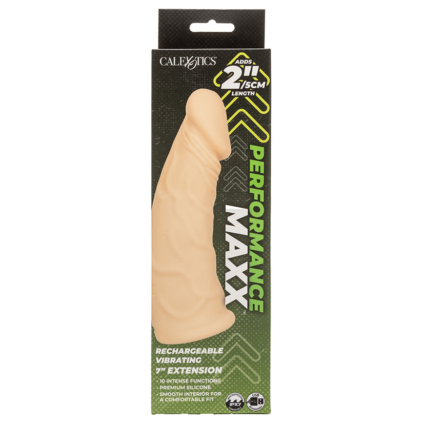 CAL EXOTICS - PERFORMANCE MAXX RECHARGEABLE VIBRATING EXTENSION IVORY 7 IN.