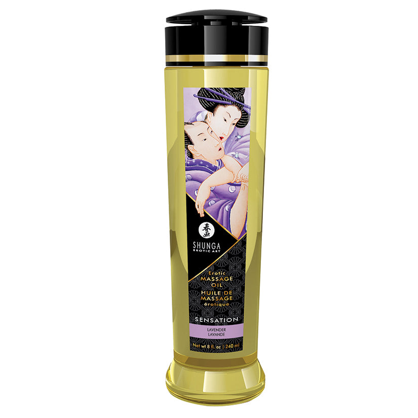 SHUNGA - EROTIC MASSAGE OIL SENSATION LAVENDER 8 OZ.